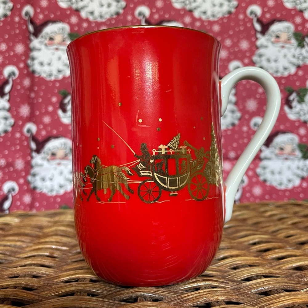 Vintage OTAGIRI Christmas Mug | Gibson Greeting Card Design | Red and Gold